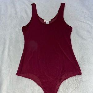 Shear burgundy bodysuit